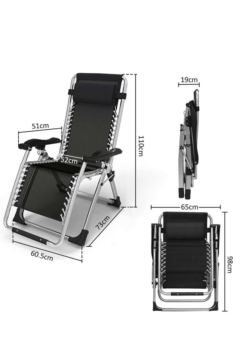 Folding Recliner Lounger Chairs With Detachable Cushion - Set of 2