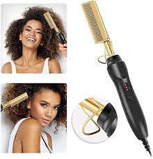 Electric Hot Comb, Hair Straightener Dryer Brush for Ethnic Hair, Wigs, Beards