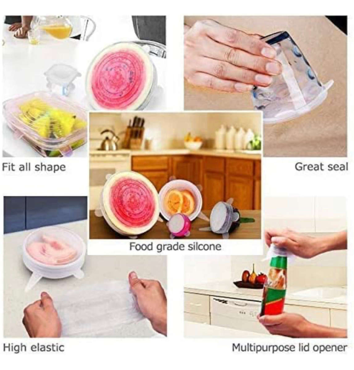 Microwave Safe Silicone Stretch Lids reuseable Flexible