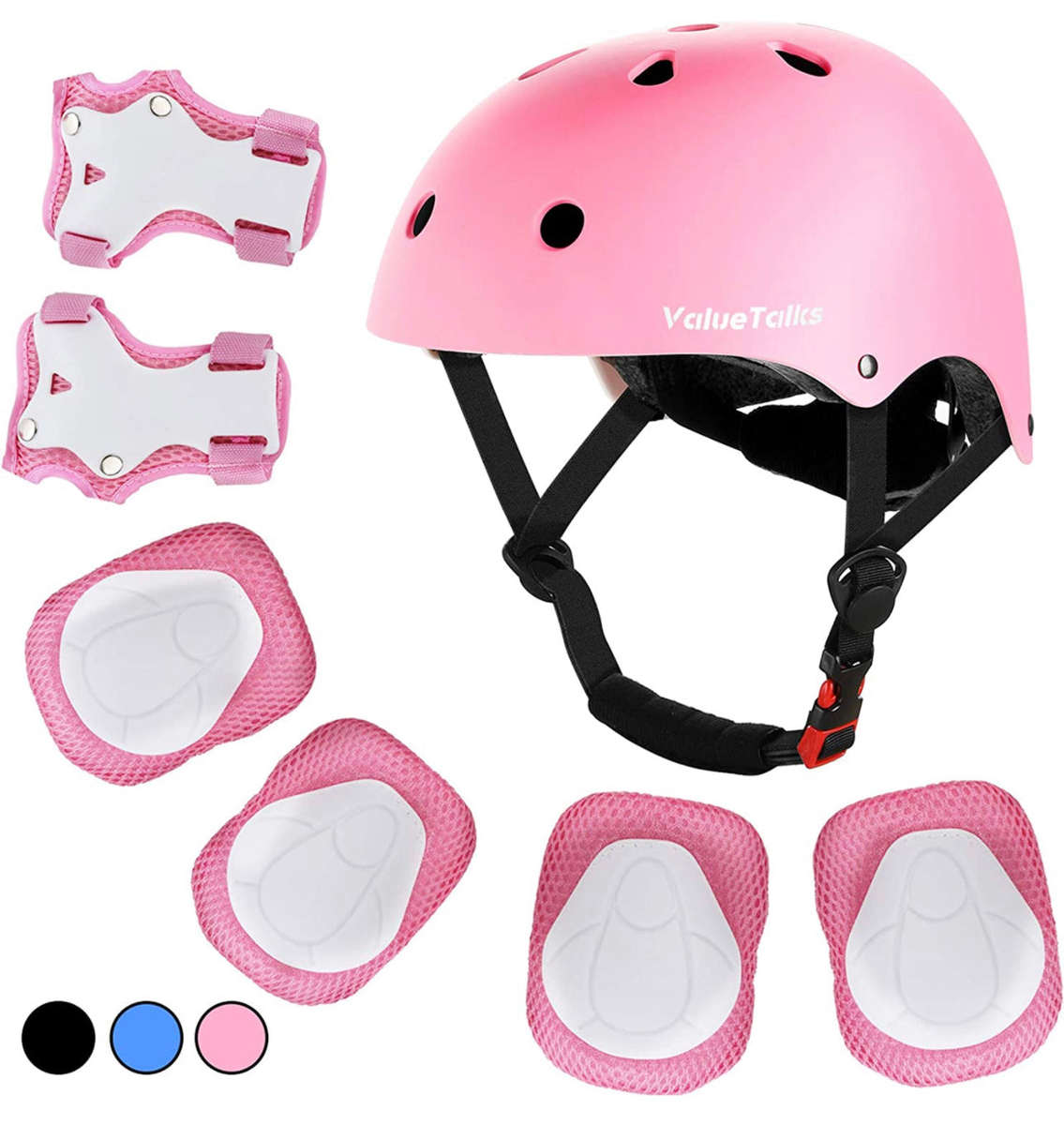 ValueTalks Kid's Protective Gear Set, 7 in 1 Kids Adjustable Helmet Suitable for Ages 3-8