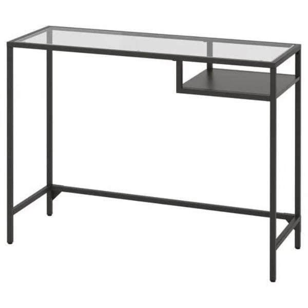 VITTSJO Laptop table, Black-brown/glass, 100x36cm