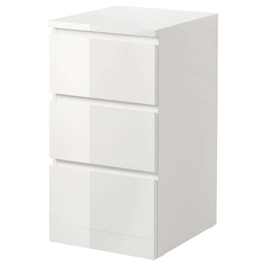 MALM Chest of 3 drawers, HIGH GLOSS WHITE, 40x78cm