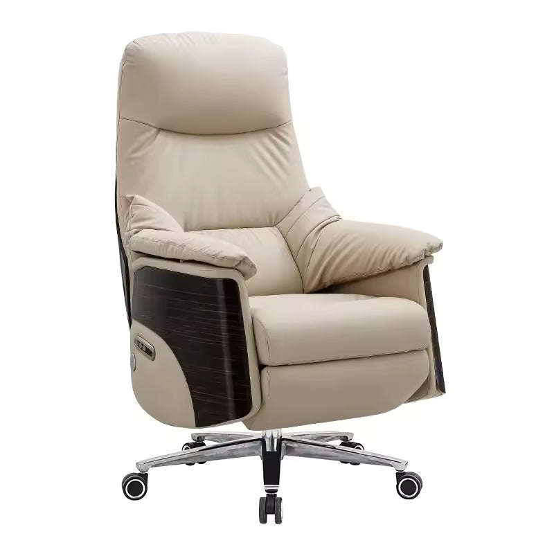 Modern Reclining Leather Executive Office Chair with Adjustable Height & Swivel  Rosewood grai...