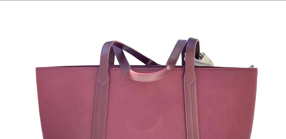 CHRISBELLA Elegant Faux Leather Tote Bag (Maroon)