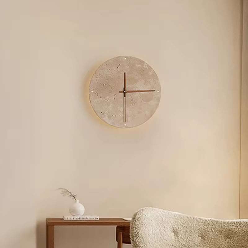 Nordic Travertine Round LED Wall Lamp  Wabi-Sabi Stone Sconce (MW-611)