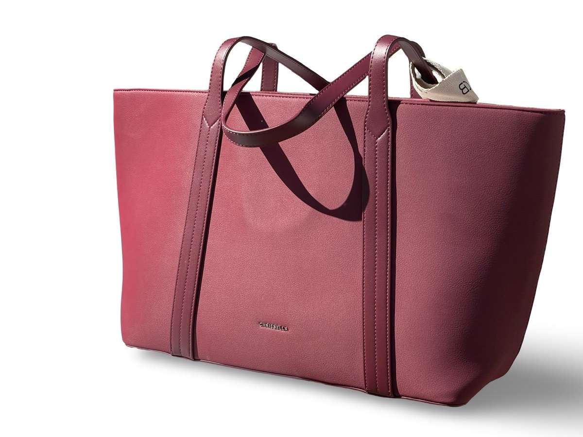 CHRISBELLA Elegant Faux Leather Tote Bag (Maroon)