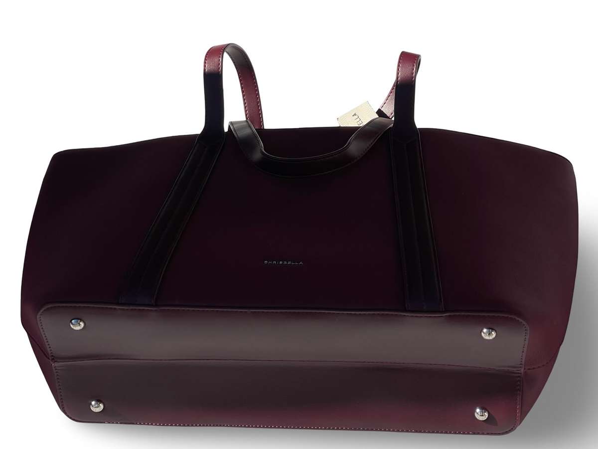 CHRISBELLA Elegant Faux Leather Tote Bag (Maroon)