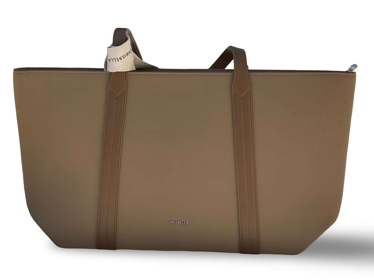 CHRISBELLA Elegant Faux Leather Tote Bag (Brown)