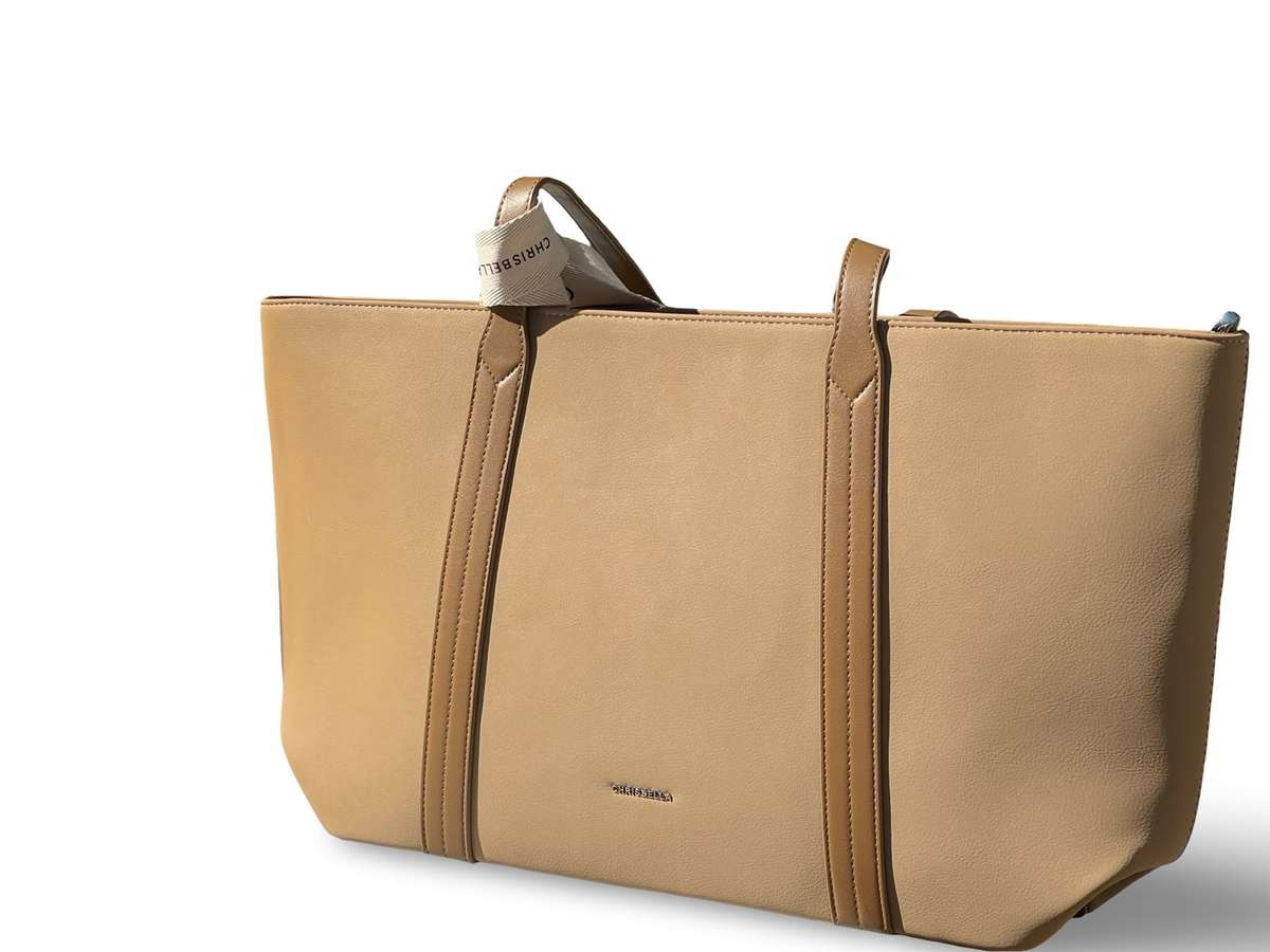 CHRISBELLA Elegant Faux Leather Tote Bag (Brown)