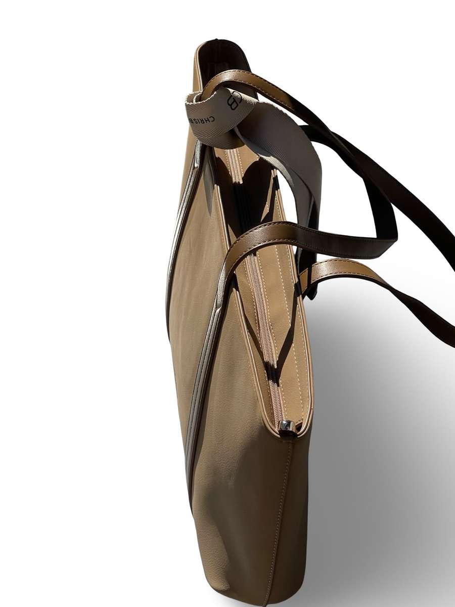 CHRISBELLA Elegant Faux Leather Tote Bag (Brown)