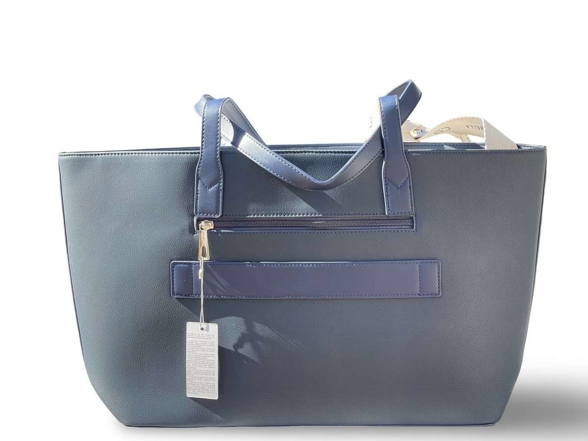CHRISBELLA Elegant Faux Leather Tote Bag (Blue)
