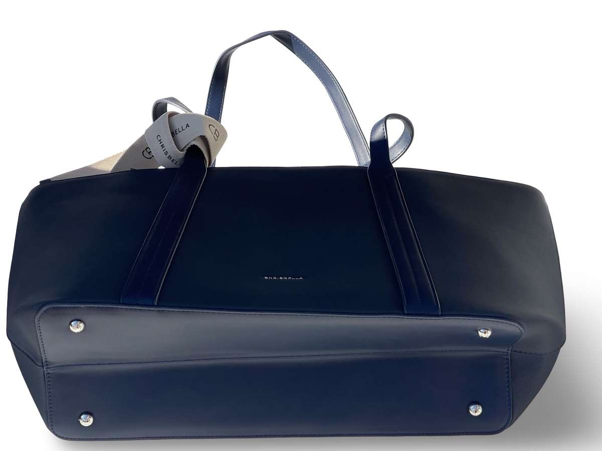 CHRISBELLA Elegant Faux Leather Tote Bag (Blue)