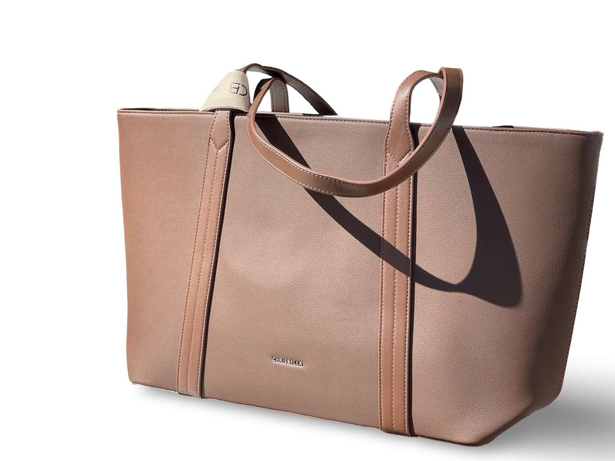 CHRISBELLA Elegant Faux Leather Tote Bag (Dark Brown)