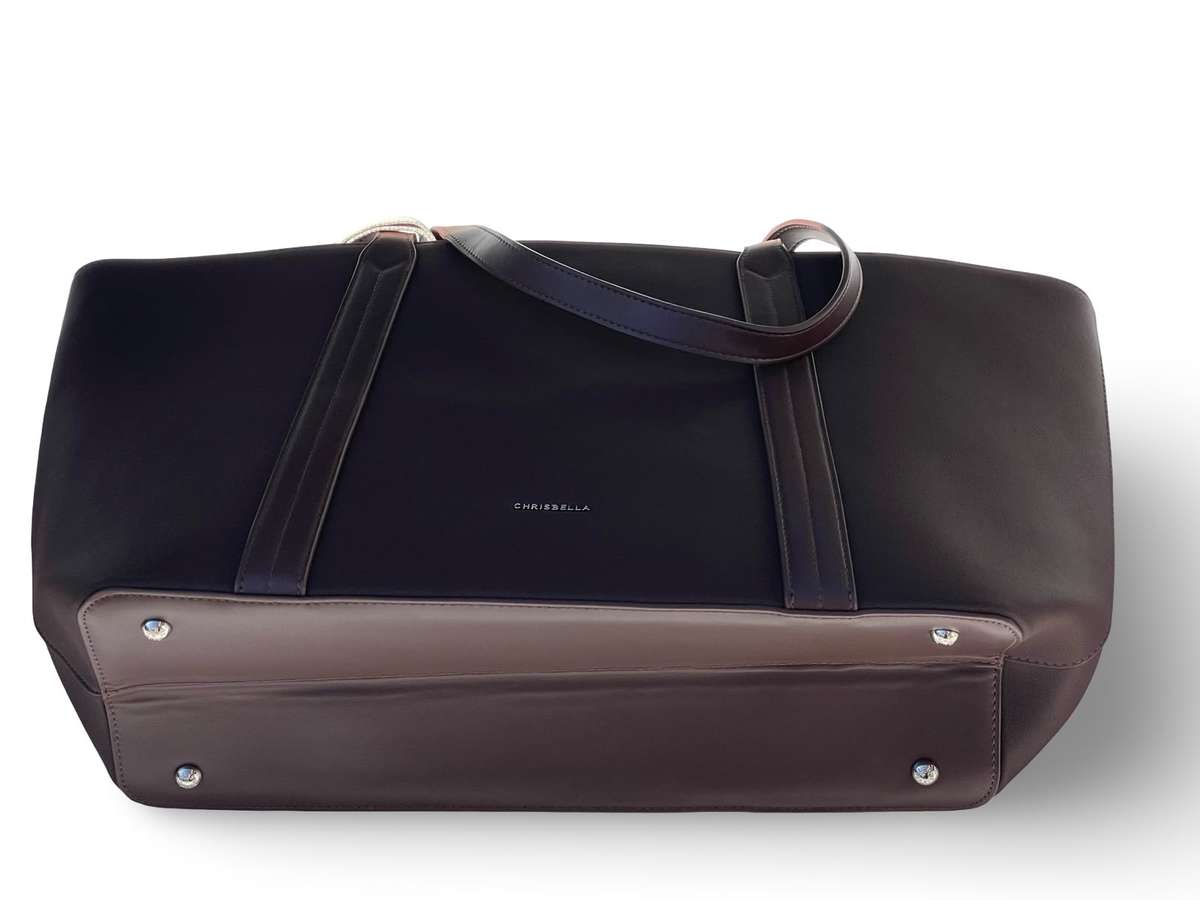 CHRISBELLA Elegant Faux Leather Tote Bag (Brown)