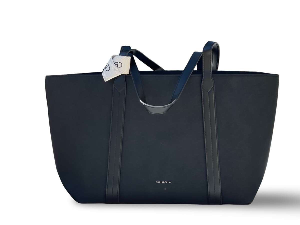 CHRISBELLA Elegant Faux Leather Tote Bag (Blue)