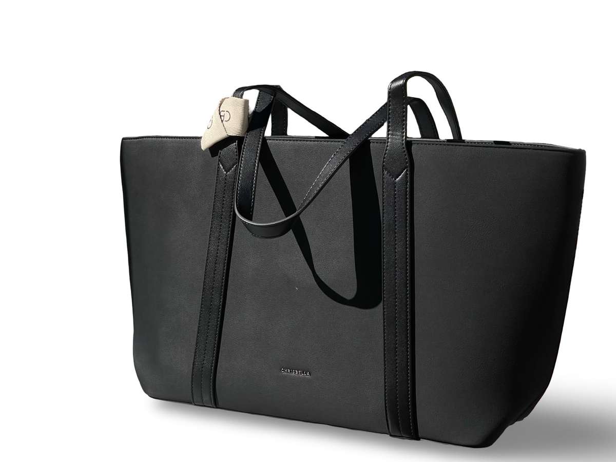 CHRISBELLA Elegant Faux Leather Tote Bag (Black)