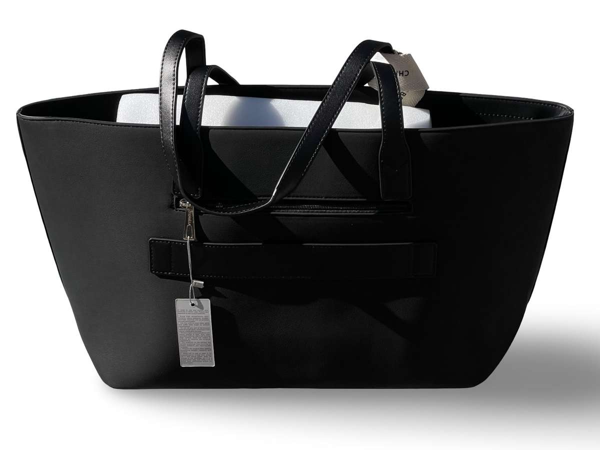 CHRISBELLA Elegant Faux Leather Tote Bag (Black)
