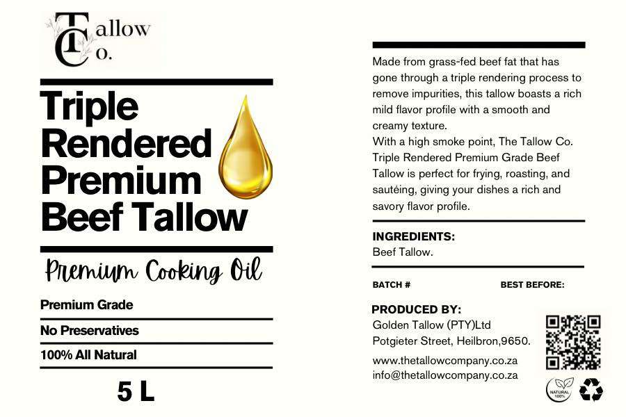 Triple Rendered Premium Grade Beef Tallow