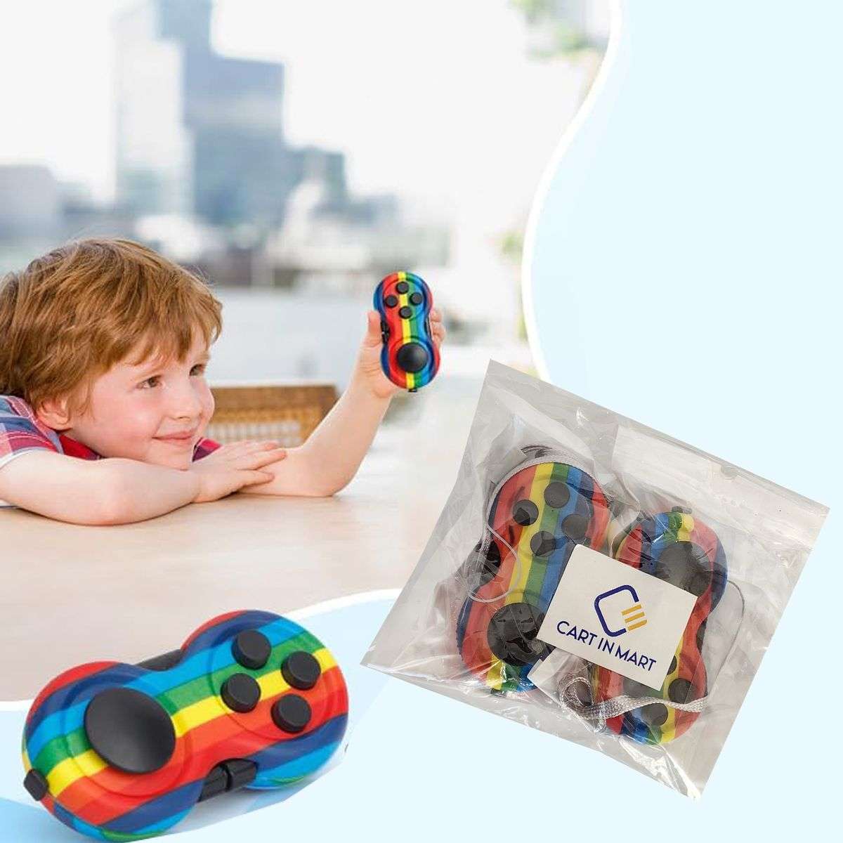 Fidget Toy Game Rubberized Classic Controller 8 Functions Fidget Pad - 2-piece