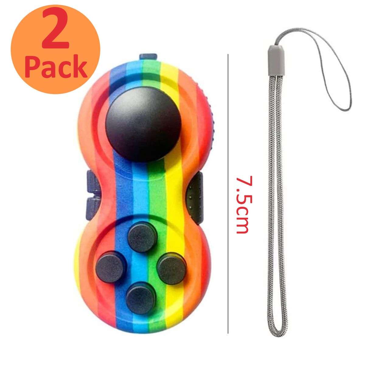 Fidget Toy Game Rubberized Classic Controller 8 Functions Fidget Pad - 2-piece