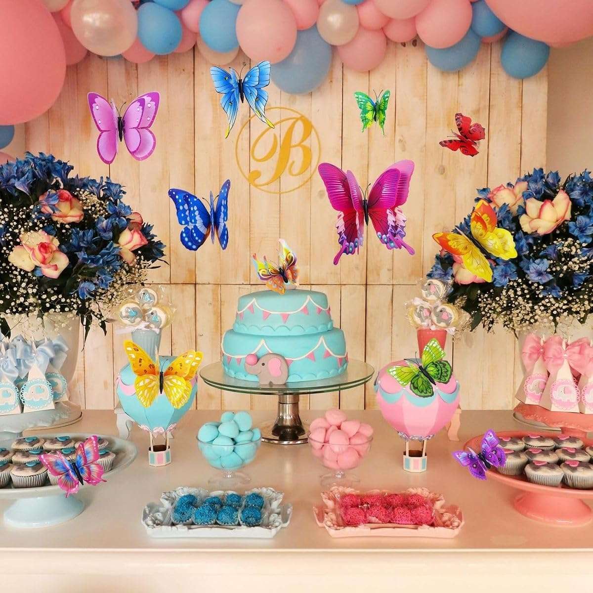 24 Piece 3D Butterfly Wall Decor Magnets Double Layer Design Magnetic Adhesive