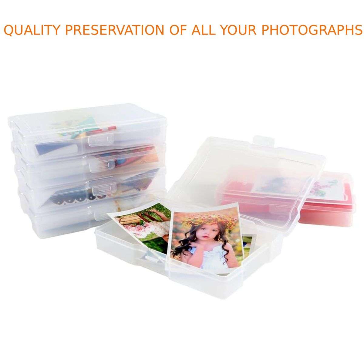 16 Case 10x15cm Photo Storage Box Organiser With Handle Clear Craft Keeper