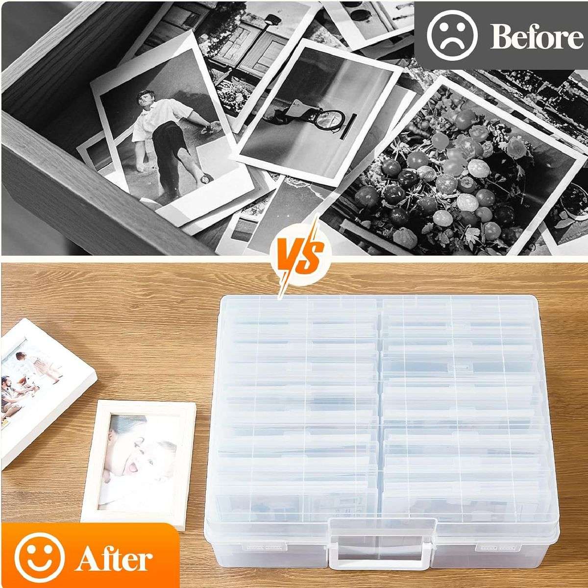 16 Case 10x15cm Photo Storage Box Organiser With Handle Clear Craft Keeper
