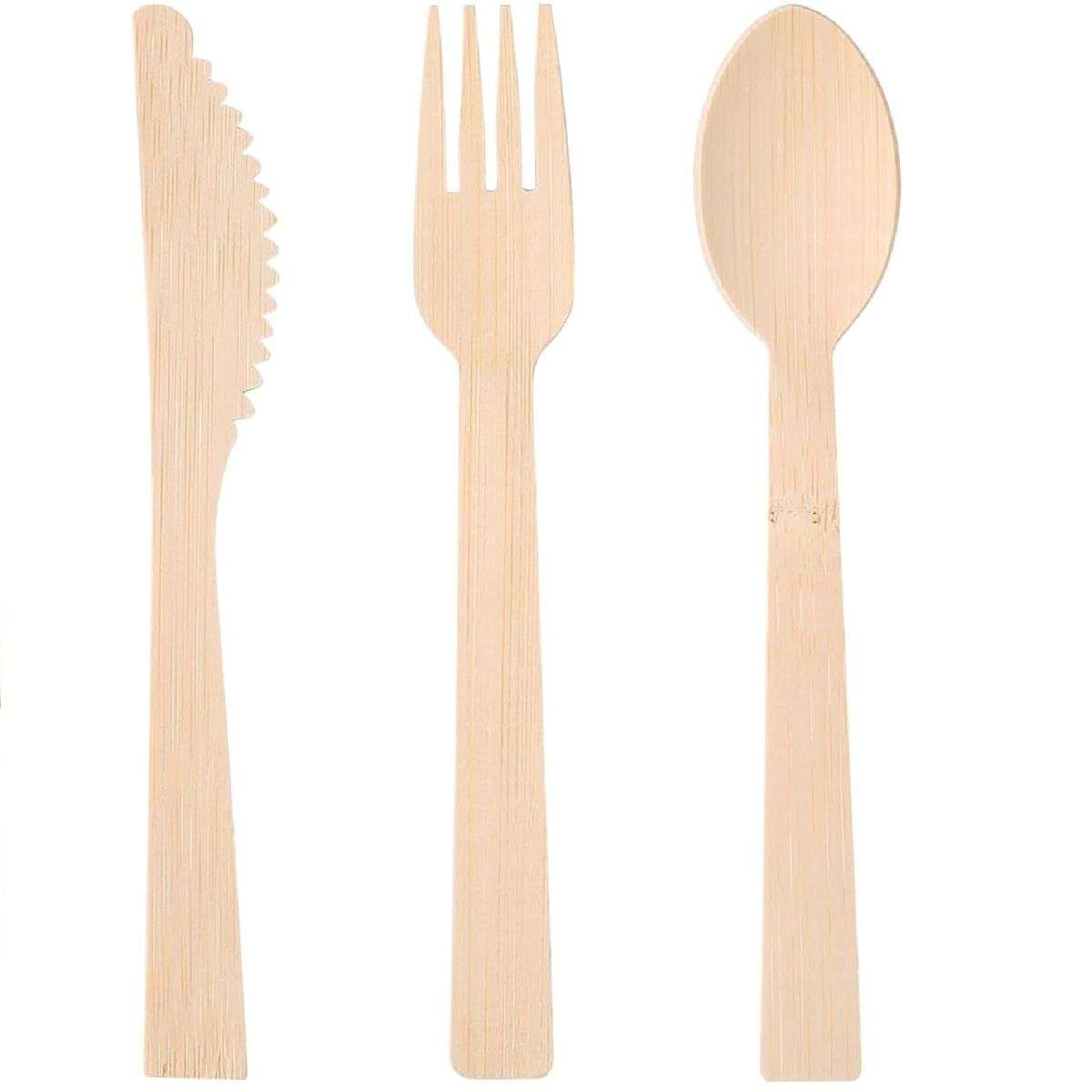 120 Pieces Wooden Compostable Cutlery Set Biodegradable Disposable Utensil