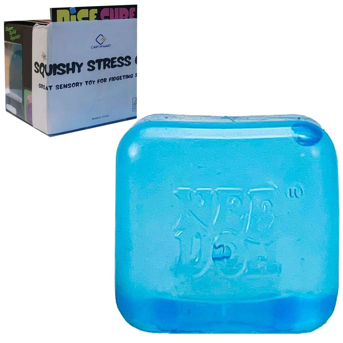 Sensory Squeeze Toy Squishy Cube Stress Relief Fidget Toy for Kids & Adults - Blue