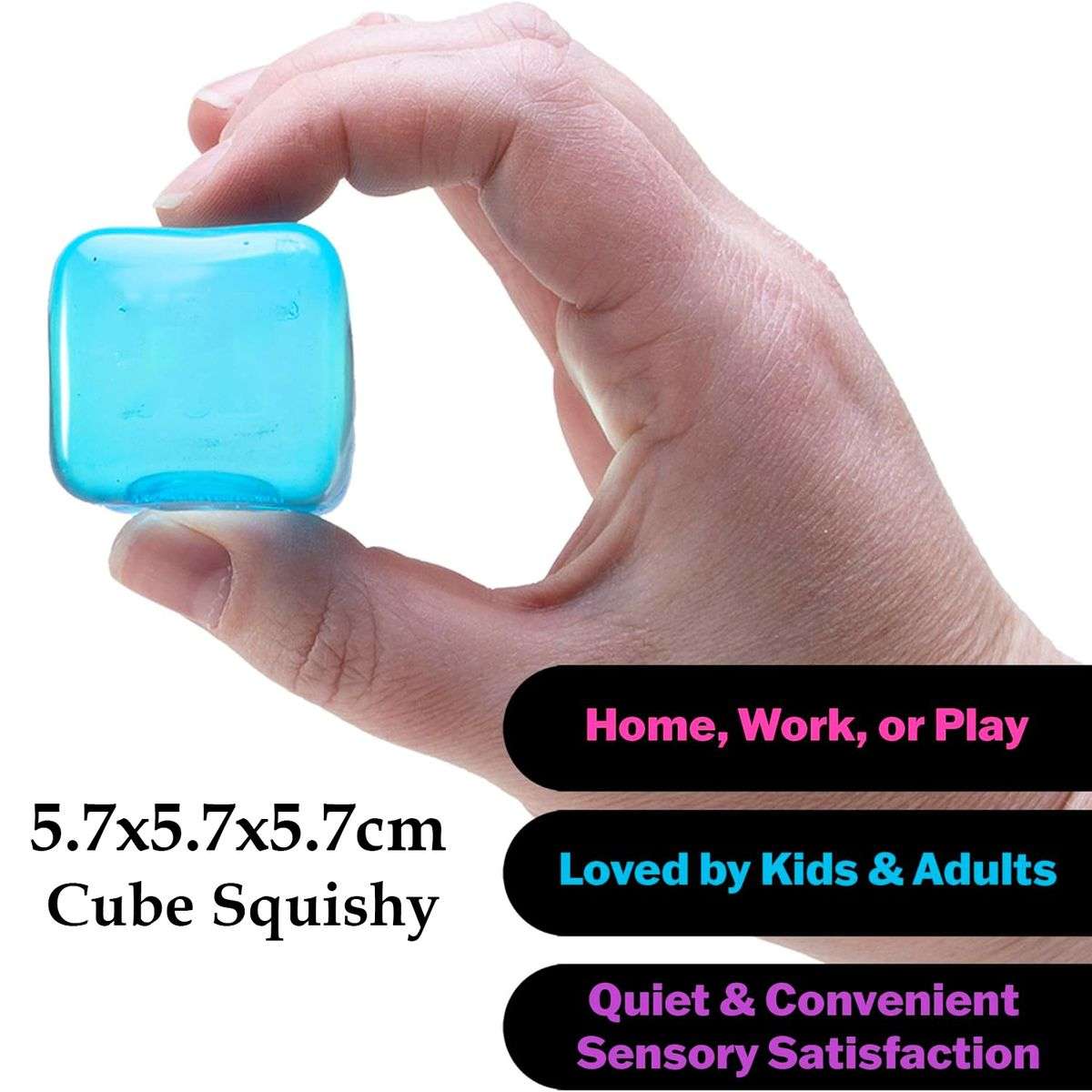 Sensory Squeeze Toy Squishy Cube Stress Relief Fidget Toy for Kids & Adults - Blue
