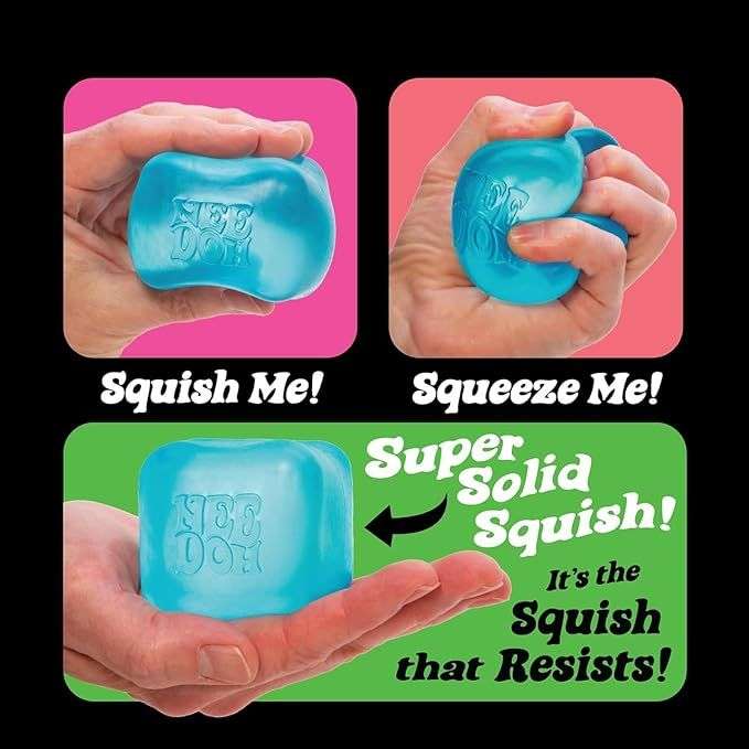 Sensory Squeeze Toy Squishy Cube Stress Relief Fidget Toy for Kids & Adults - Blue