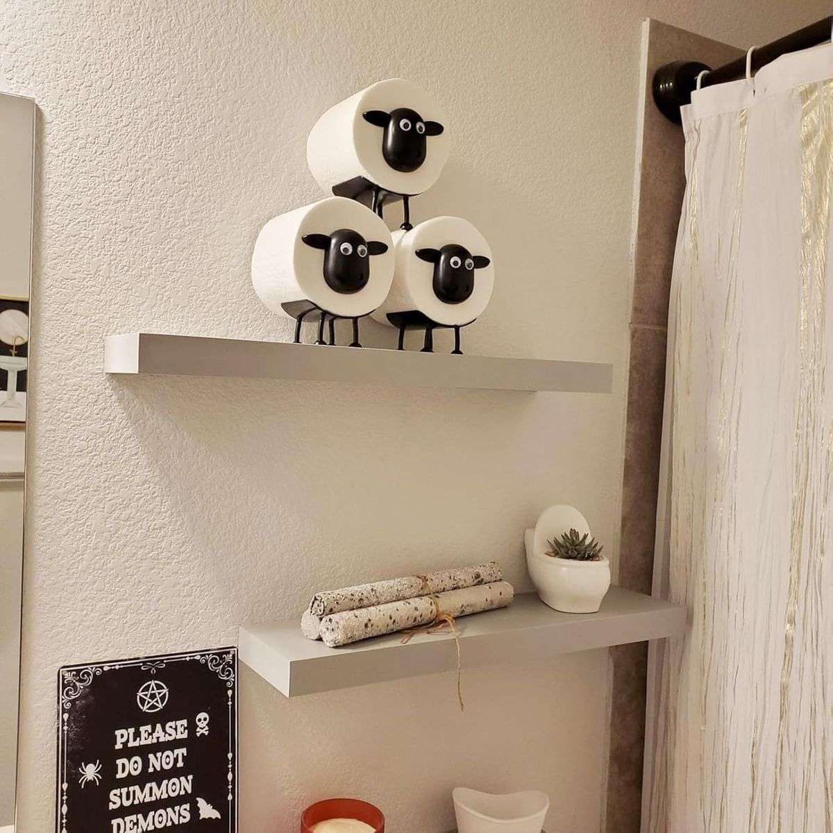 Sheep Toilet Roll Holder Free Standing 3D Toilet Paper Storage for Bathroom