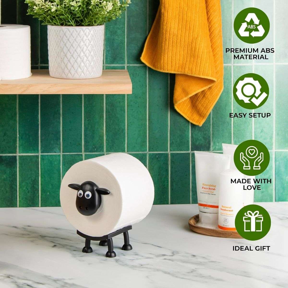 Sheep Toilet Roll Holder Free Standing 3D Toilet Paper Storage for Bathroom
