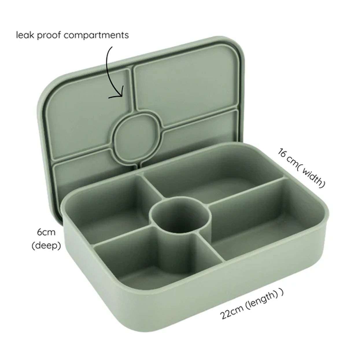 Bento Lunch Box Reusable Leak-Proof Meal Prep Silicone Snack Container - Green