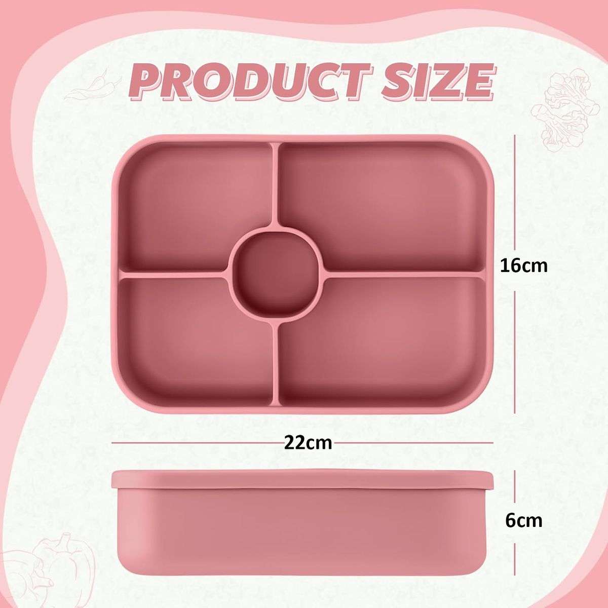 Bento Lunch Box Reusable Leak-Proof Meal Prep Silicone Snack Container - Green