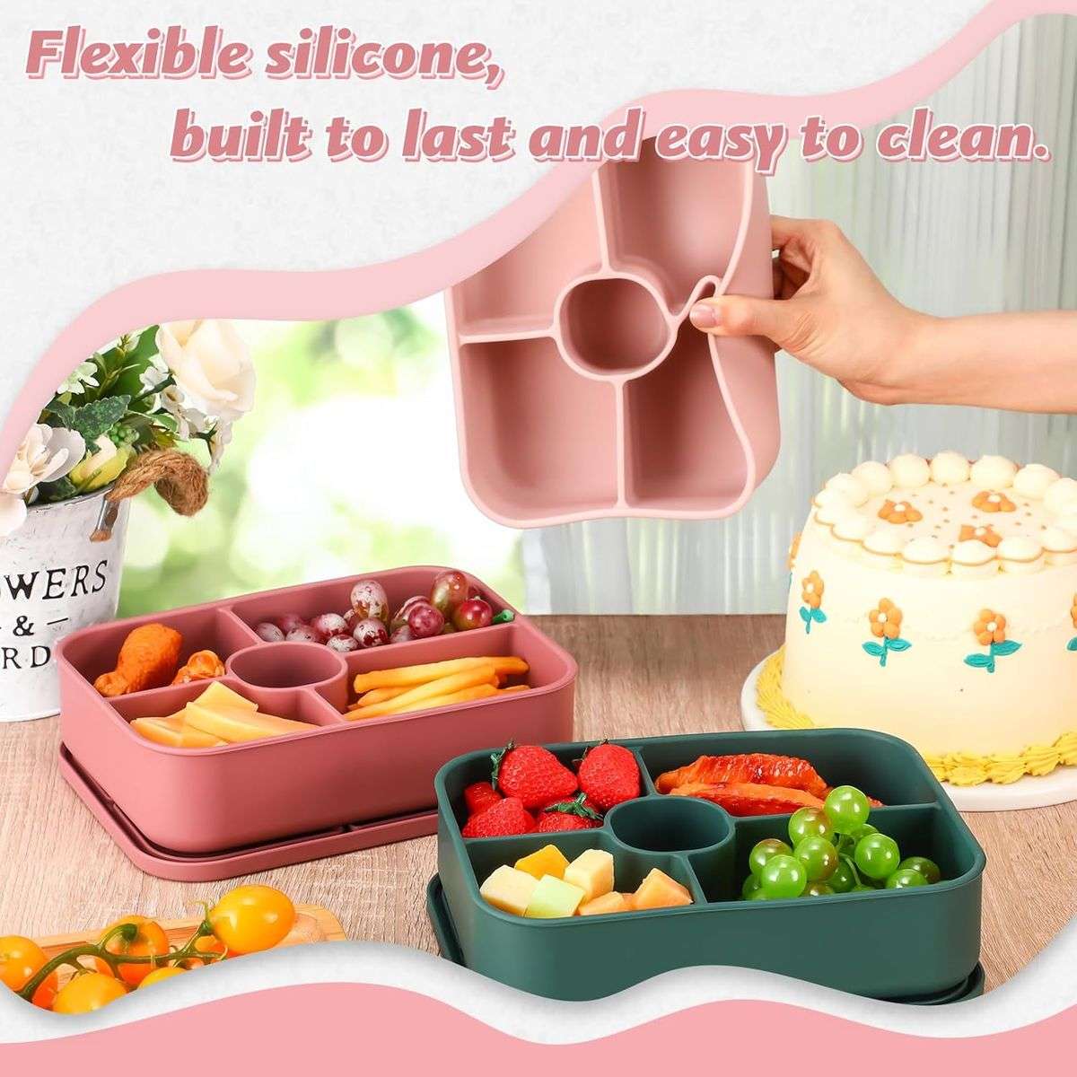 Bento Lunch Box Reusable Leak-Proof Meal Prep Silicone Snack Container - Blue