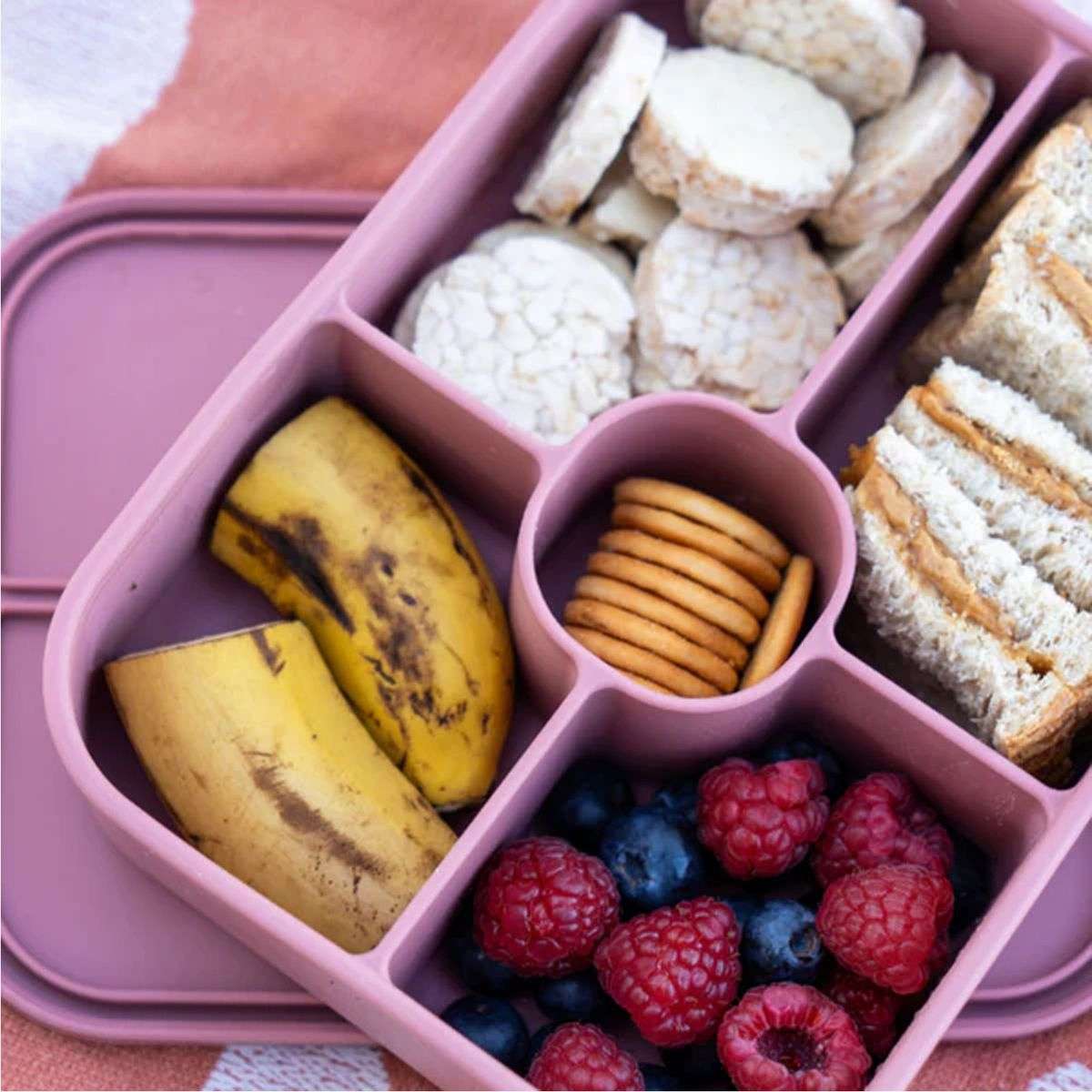 Bento Lunch Box Reusable Leak-Proof Meal Prep Silicone Snack Container - Blue