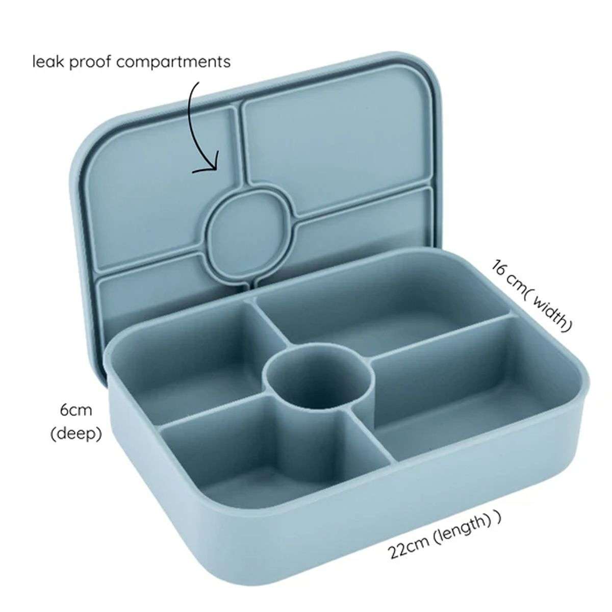 Bento Lunch Box Reusable Leak-Proof Meal Prep Silicone Snack Container - Blue