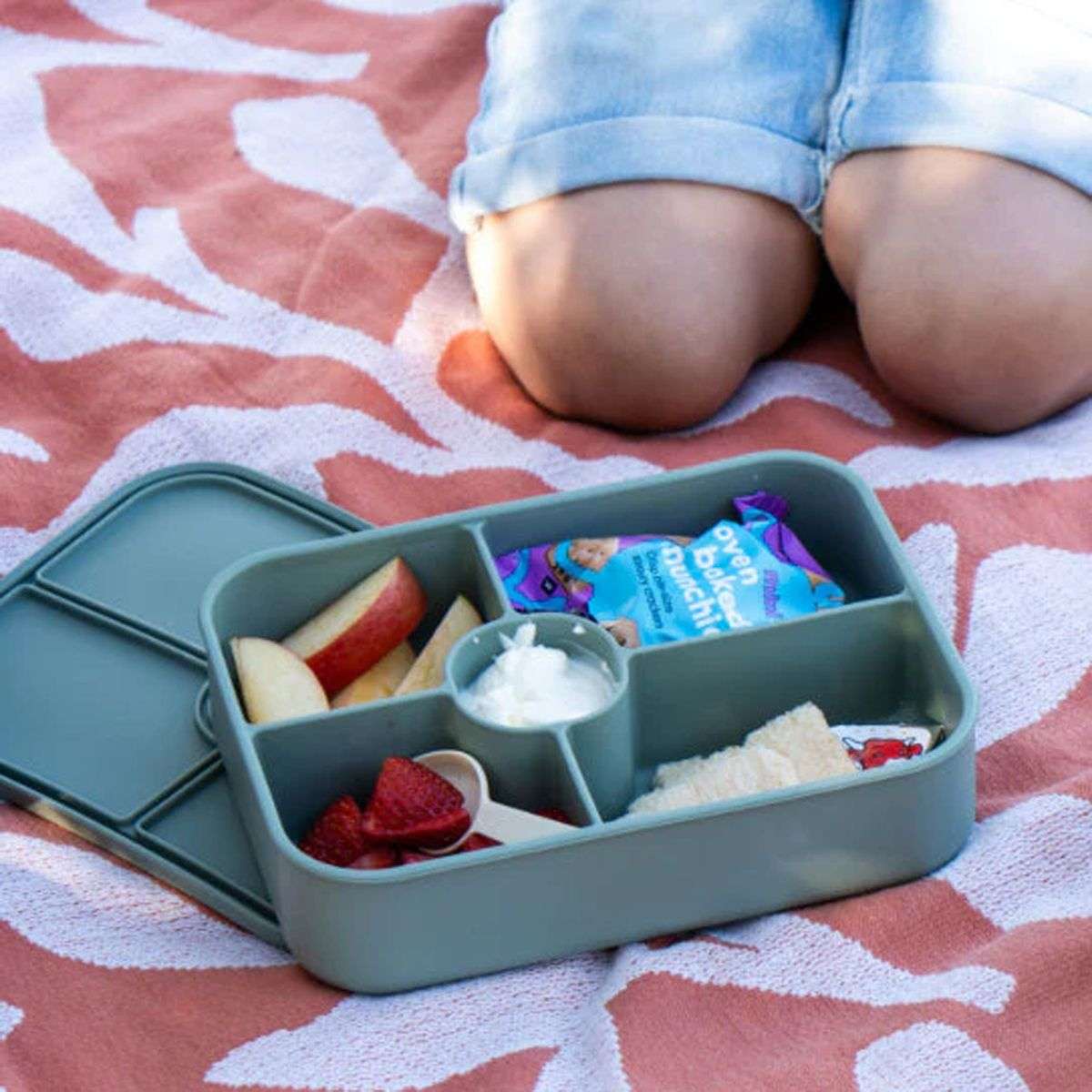 Bento Lunch Box Reusable Leak-Proof Meal Prep Silicone Snack Container - Blue