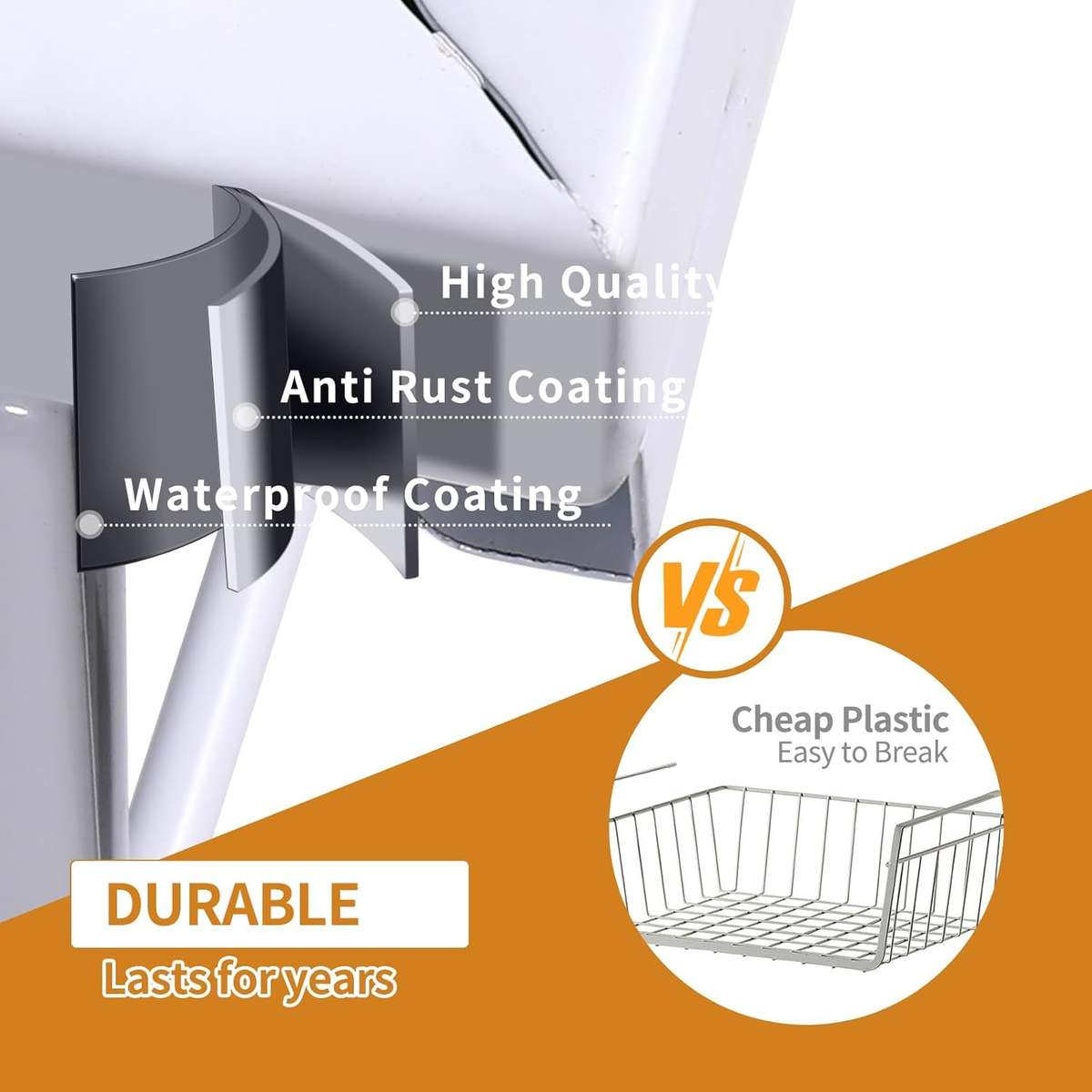 2-Pack Under Sink Organiser Kitchen Bathroom Pull Out Storage Shelves-White