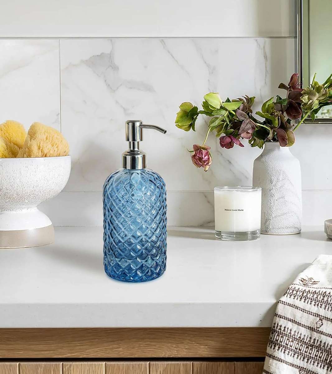 2-Pack Glass Hand Soap Dispenser Lotion Refillable Stainless Steel Pump