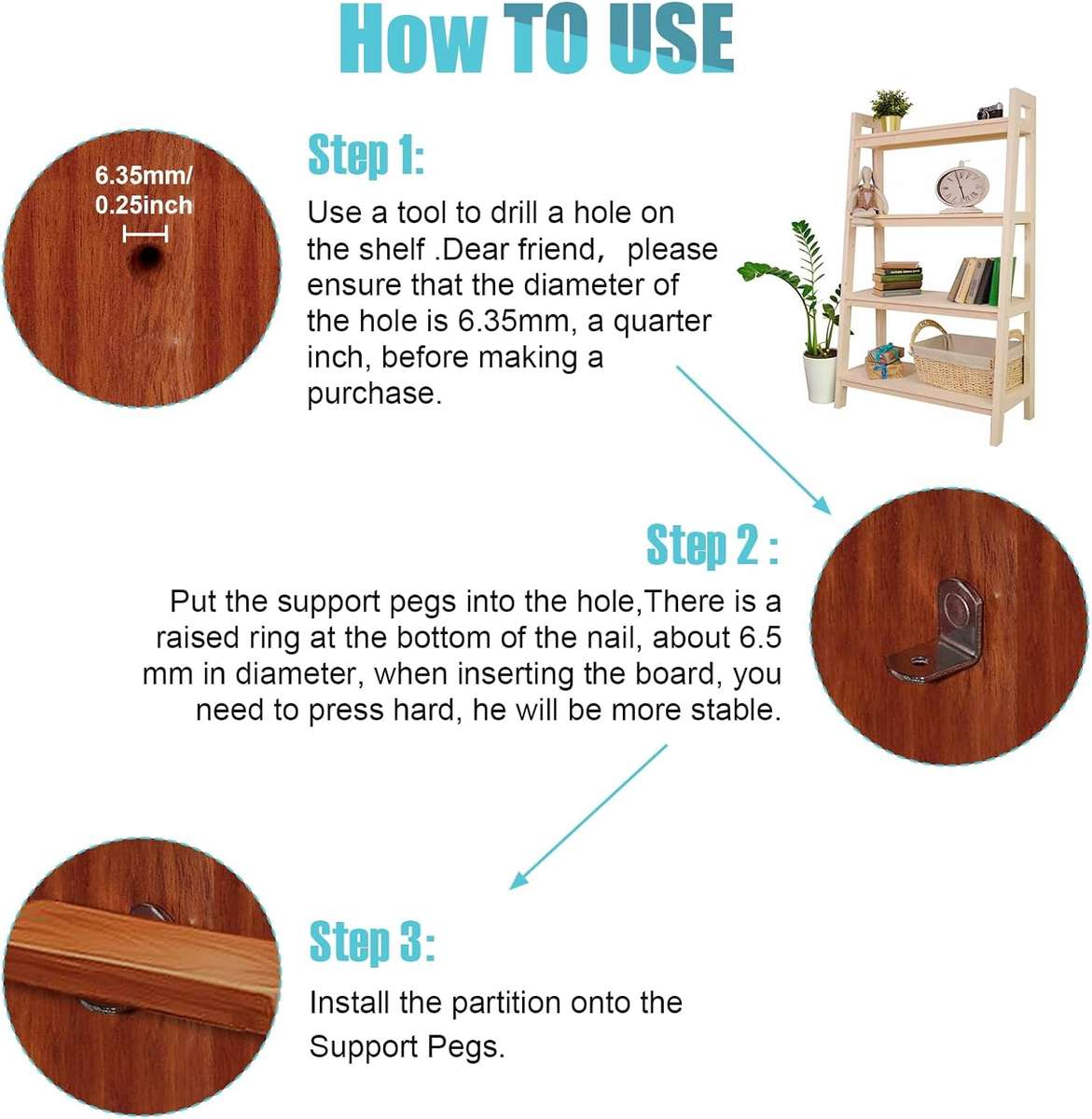 Cart in Mart 50 Pack-5mm L Shaped Shelf Pegs With Hole Furniture Cabinet Support Pins