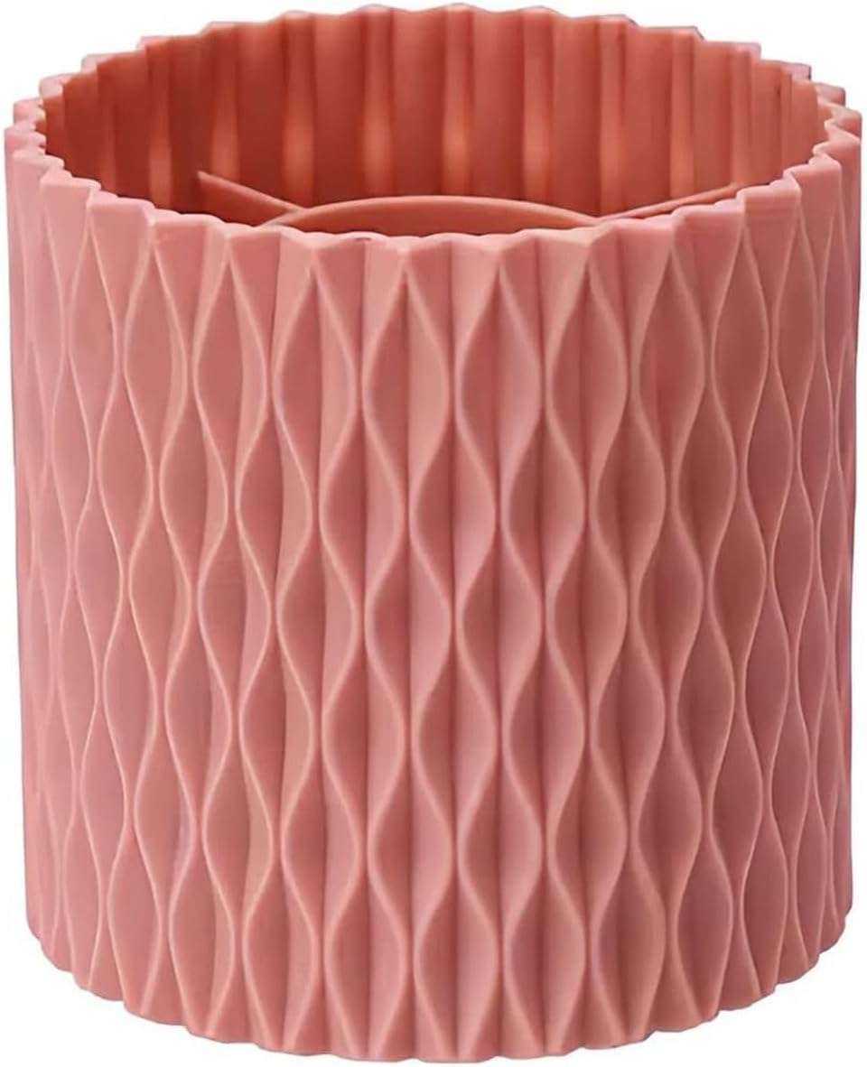 360 Rotating Desk Organisers With 5 Slots Office Pen Pencil Makeup Holder - Pink