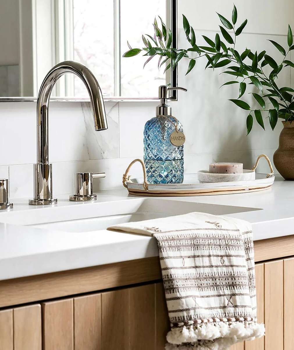 2-Pack Glass Hand Soap Dispenser Lotion Refillable Stainless Steel Pump