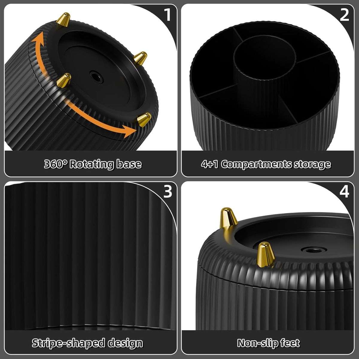 360 Rotating Desk Organisers with 5 Slots for Office Pen Pencil Makeup Holder