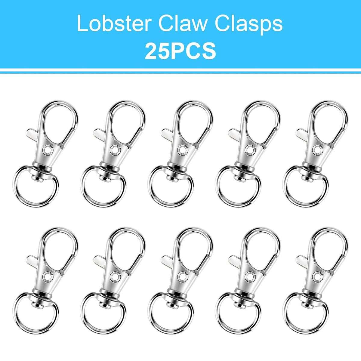 50 Piece Metal Lobster Claw Clasp with Key Rings & Clip Hooks For Crafts