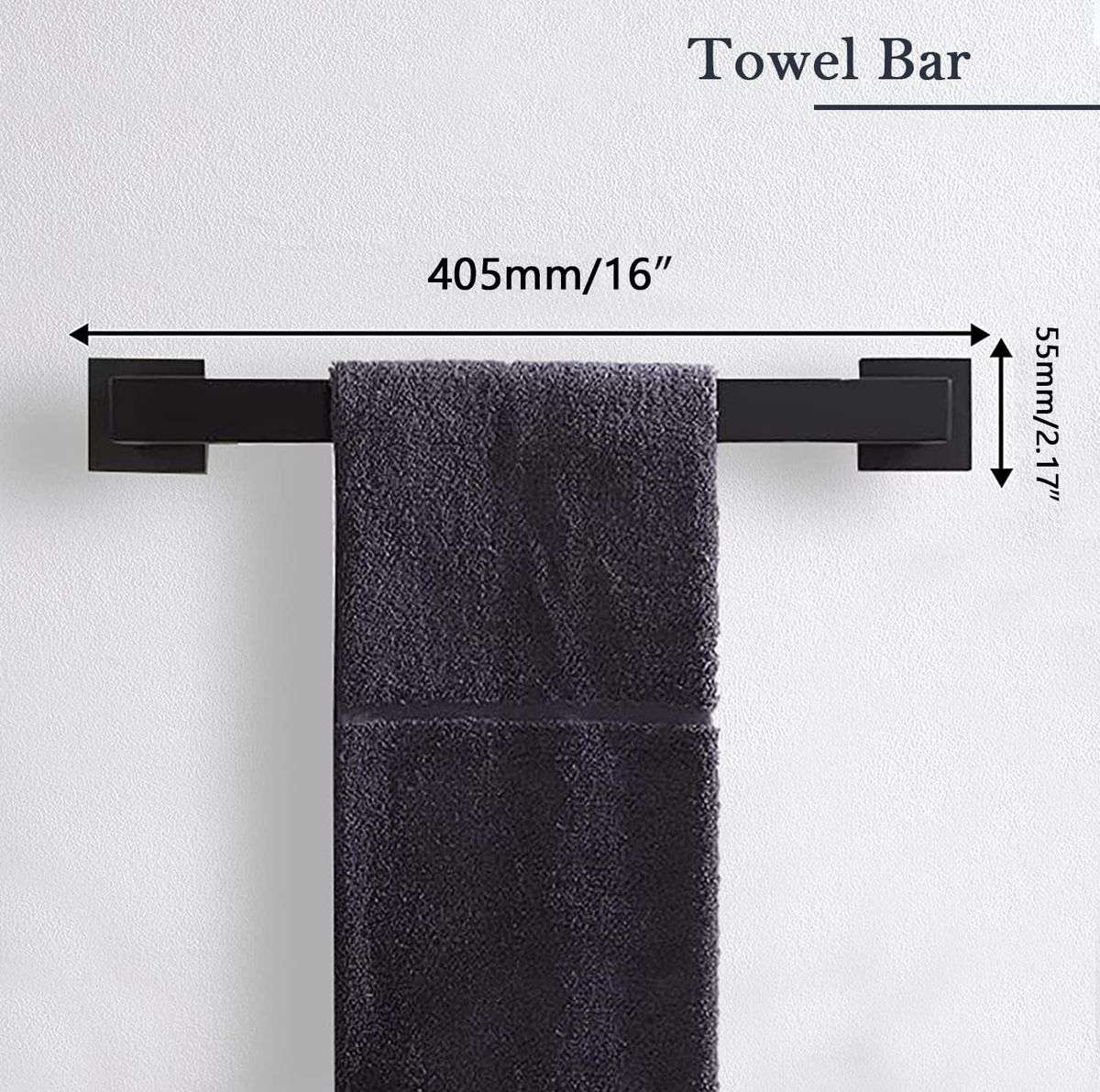 Bathroom Accessories Set-Bath Towel Rack Hanger - Matte Black - 5 Piece