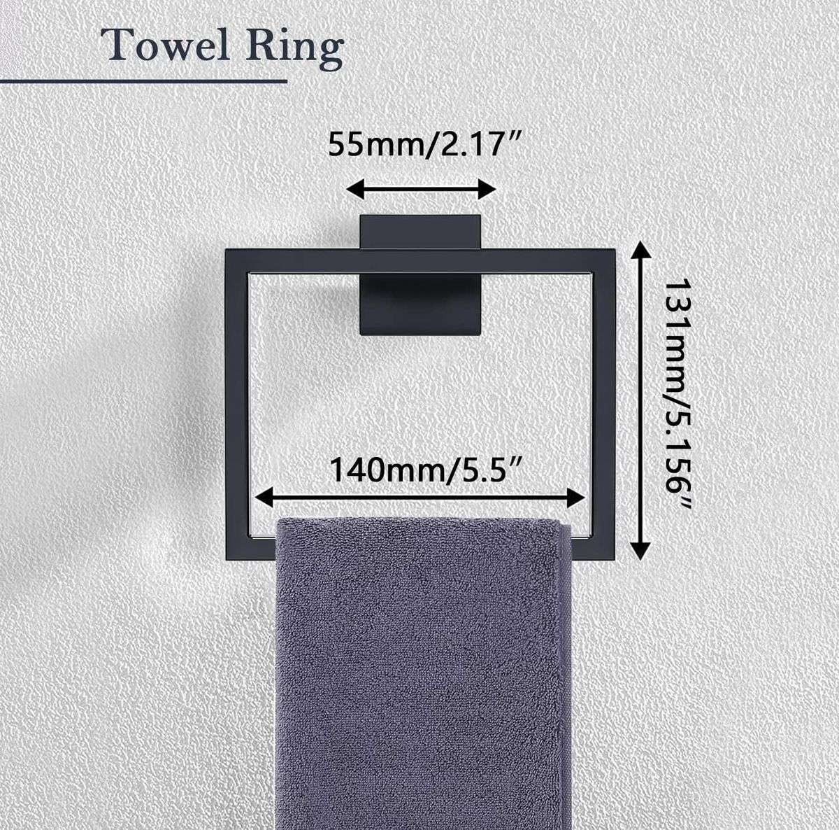 Bathroom Accessories Set-Bath Towel Rack Hanger - Matte Black - 5 Piece