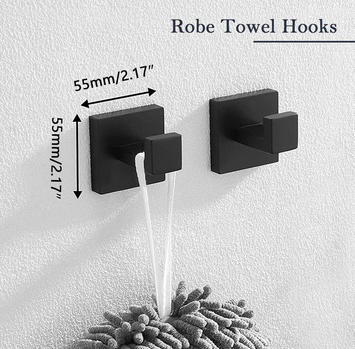 Bathroom Accessories Set-Bath Towel Rack Hanger - Matte Black - 5 Piece
