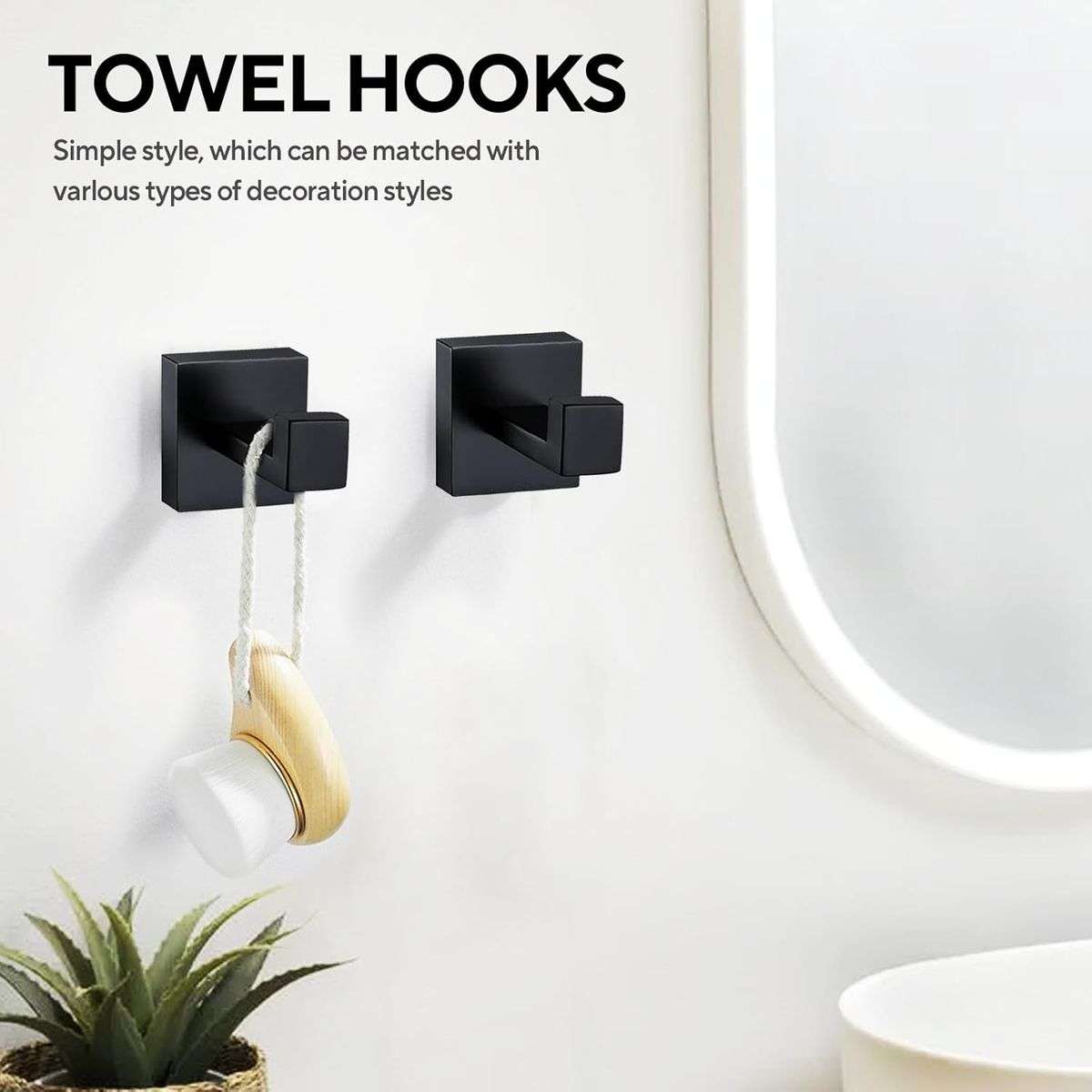 Bathroom Accessories Set-Bath Towel Rack Hanger - Matte Black - 5 Piece